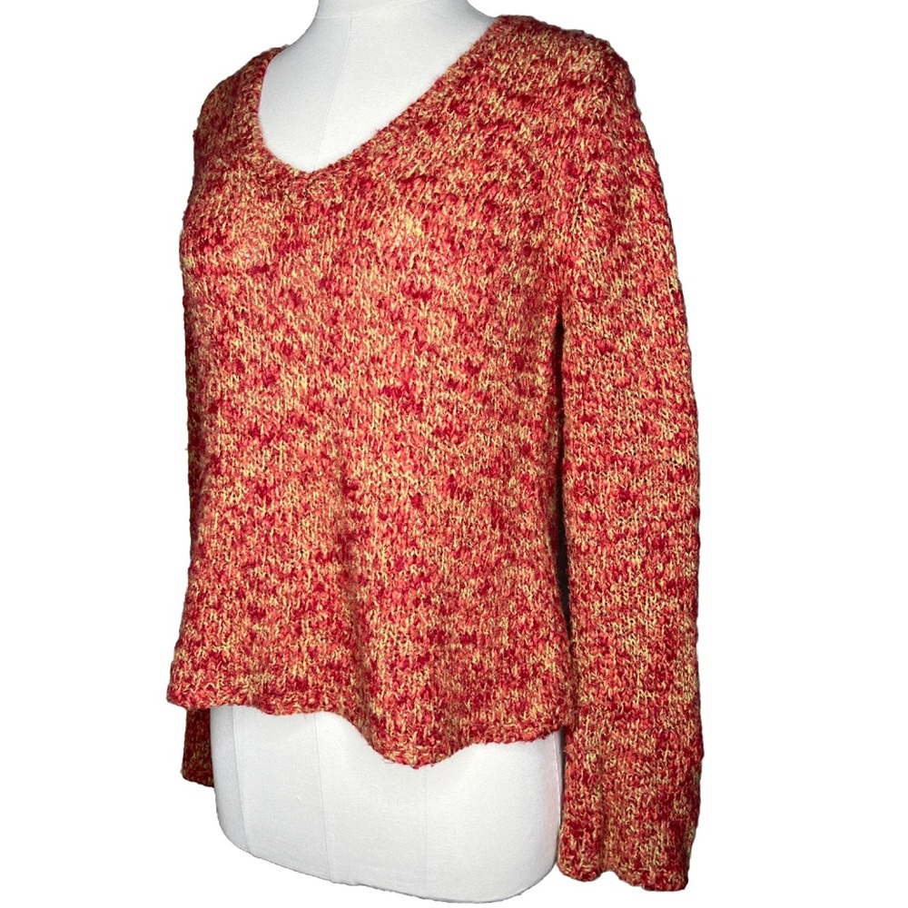Royal Robbins Red Multi V-Neck Sweater Size S Pullover Flare Arm Stretch Knit - Picture 3 of 10